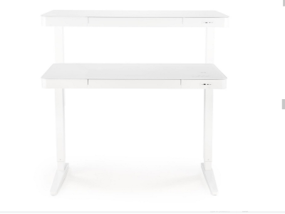 Γραφείο 120×60 cm με Ρυθμιζόμενο Ύψος, Ασύρματη Φόρτιση & USB – Λευκό Γυαλί